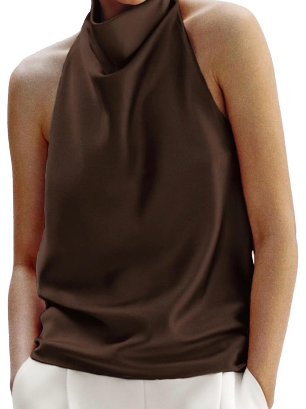 Brown Halter Neck Women's Top